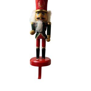 Vintage Wooden Nutcracker Stocking Holder 12" Tall  Zhejiang Tongfeng Arts & Cra